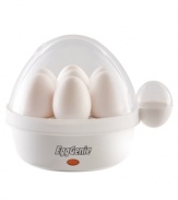 In the mood for eggs, but don't want to put in the work? Your wish is granted! The EggGenie egg cooker delivers perfectly poached or boiled eggs -- hard, medium or soft -- with no water to boil and no clocks to watch. Simply add the required amount of water and let the steam go to work. One-year warranty. Model 8095.