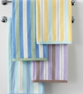 Martha Stewart Collection brings bright and colorful hues to your bathroom with this Plush Stripe washcloth, featuring multi-colored stripe patterns in pure cotton softness for exceptional comfort.