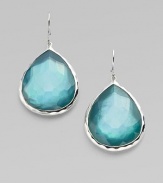 From the Silver Wonderland Collection. A faceted quartz teardrop in soft denim blue is backed by a mother-of-pearl disc, gracefully set in sterling silver. Quartz and mother-of-pearl Sterling silver Drop, about 1 Ear wire Imported