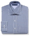 Square off. A small gingham pattern gives this shirt from Tommy Hilfiger a pattern play that always wins.