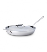 Layers of bonded stainless steel and aluminum provide a durable core and base that evenly diffuses and retains heat for superior dishes every time. Perfect for sauteing and frying, this skillet has the versatility that every chef demands. Limited lifetime warranty.