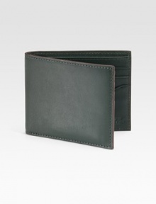 Simple, sophisticated styled with classic features in smooth leather.One billfold compartmentSix card slots3½W x 4HImported