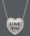 What better way to express yourself? Put it all on the line with Sweethearts' stylish Love You pendant. Crafted from sterling silver, pendant features a chic heart shape and sparkling round-cut diamonds (1/10 ct. t.w.). Approximate length: 16 inches + 2-inch extender. Approximate drop: 5/8 inch.