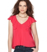 Ruffles make BCBGeneration's top more than a little sultry - pair with jeans and heels for a hot night out!