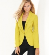 INC's boyfriend blazer borrows from the boys, but revamped in a splashy color, it becomes perfectly ladylike.