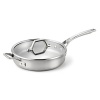 With a copper core layered between aluminum and finished with magnetic stainless steel exterior, this 3-quart sauté pan with lid is designed for the modern at-home chef.