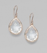 From the Ippolita Rosé Collection. Faceted clear quartz teardrops with 18K yellow gold borders.Clear quartz An alloy of 18K gold and sterling silver plated with 18K rose gold Length, about ¾ Width, about ½ Earwires Imported 