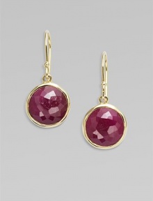 From the Lollipop Collection. Boldly hued ruby stones in 18k gold. Ruby18k goldDrop, about 1Ear wireImported 