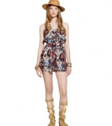 Jump onto one of the season's hottest trends with Bar III's printed romper-- it's super-cute for the season!