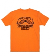 It's mustache madness on this bright charming novelty tee by Hybrid.