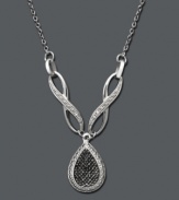 Stand out in a crowd. This Victoria Townsend pendant is perfect for an evening of elegance. Swirls of round-cut white diamonds (1/4 ct. t.w.) highlight a black diamond-accented teardrop. Crafted in sterling silver. Approximate length: 16 inches.