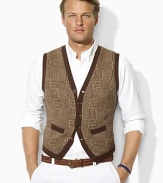 Finely tailored from a lightweight blend of silk, linen, cashmere and cotton, a jacquard vest exudes the timelessness of preppy heritage in a traditional button-front silhouette