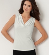 A cowl neckline adds elegance to this top by Charter Club. A low price and high style makes this one a must!