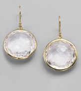 From the Lollipop Collection. Faceted clear quartz drops catch and reflect the light brilliantly within settings of 18k yellow gold. Clear quartz 18k yellow gold Drop, about 1¼ Diameter, about ¾ Ear wire Imported