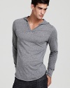 A heathered ALTERNATIVE pullover hoodie with a v-neck and banded cuffs.