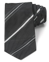 Spruce up your attire with a striking stripe tie in pure Italian silk.