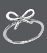 Tie your look together in style that shines. This chic ring by Unwritten features a cut-out bow design crafted in sterling silver. Sizes 7 and 8.