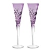 Featuring an updated version of the popular Duchesse pattern. Elegant toasting flute pair in cased, color crystal. Produced in full lead crystal and designed by Vera Wang.