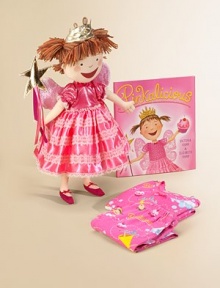 From the Precious Pinkalicious Collection and Storyland Series, this doll is holding a star wand with ribbons and wearing a metallic gold crown, a bright pink dress and pink fairy wings. This charming design recreates the character from the book by Elizabeth Kan and illustrator Victoria Kann. 18H X 5W X 3D Recommended for ages 3 to 7Please note: PJ and book set sold separately. 