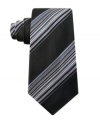 A wide-set stripe gives this Alfani tie sophisticated appeal.