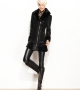 GUESS' faux shearling coat gives you the luxury of the real thing with a price tag that's easy on your wallet.