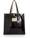 Patently chic, this black-and-gold patent PVC signature tote from Macy's private label features high-gloss style.