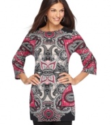 Go for a graphic look with this bright paisley-printed Alfani tunic -- adorable over leggings or skinny jeans!