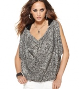 Beaded shoulders add glam to this Andrew Charles draped top that pairs perfectly with all your fave skinny jeans!