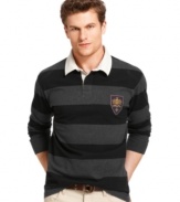 Take it outside. This American Prep Campus rugby shirt from Izod will work great with your fall style.