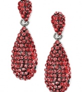 Look wonderful in red. These teardrop earrings from 2028 are crafted from silver-tone mixed metal with siam-colored glass stones adding a sparkling touch. Approximate drop: 1 inch.