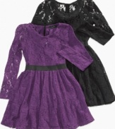 Lovely in lace-your little lady will feel all grown up in this sweet dress from Jessica Simpson.