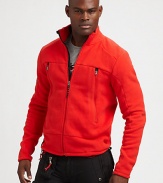 A sleek fleece full-zip jacket, crafted for comfort and style, features oversized pockets at the chest for your on-the-go storage needs.Zip frontStand collarZippered chest pocketsPolyesterMachine washImported