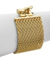 THE LOOKChainmail design18k electroplated goldToggle clasp with logo charmTHE MEASUREMENTWidth, about 1¾Length, about 7½ORIGINMade in Italy