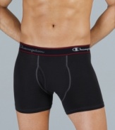 Dry goods. With moisture-wicking fabric, this three-pack of Champion trunks is ultra-comfortable.