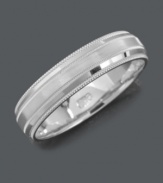 Stately style with symbolic meaning. Men's ring features a 14k white gold band with a satin center. Sizes 6-13.