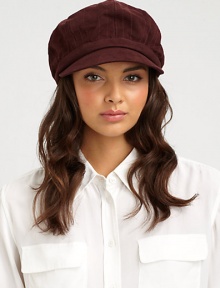 A sumptuous suede style in a classic design with adjustable inner band.SuedeAdjustable inner bandBrim, about 2Pindot linedProfessional leather cleanerImported