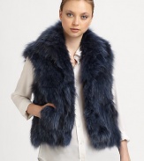 EXCLUSIVELY AT SAKS. A luxurious dyed fox vest that is perfect for layering. Oversized collarSleevelessOpen frontFully linedDyed foxSpecialist dry cleanImported Fur origin: China