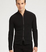 Luxuriously crafted in the finest Italian merino wool, a sleek full-zip sweater is tailored in a trim, contemporary silhouette for masculine polish.Double-zip frontSide zip pocketsMerino woolDry cleanMade in Italy