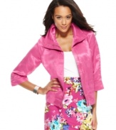 This breezy cropped jacket from Charter Club features a chic relaxed fit and vibrant color to punch up spring days!