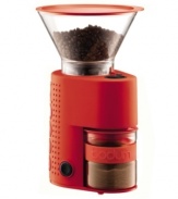 Start every morning off completely grounded with the full flavor and precision of this fully adjustable bean grinder. Twisting the upper container determines the fineness or coarseness of your blend for an unparalleled freshness is catered to your tastes. 2-year warranty. Model 10903.