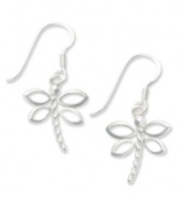 A touch of nature. Unwritten's pretty cut-out earrings feature whimsical dragonflies on french wire. Approximate drop: 1-1/6 inches.