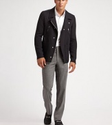 A straight-leg silhouette in Italian virgin wool, tailored with a modern fit and a subtle touch of stretch. Side slash, back welt pocketsInseam, about 3495% virgin wool/5% elastaneDry cleanImported