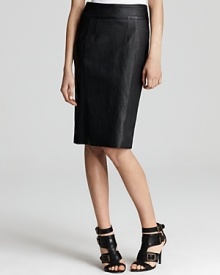 In luxe lambskin, this leather pencil skirt from Burberry London lends a heavy dose of edgy attitude.