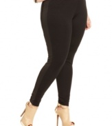 Dress up your casual look with American Rag's plus size leggings, featuring on-trend tuxedo-styling.