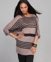 Chic stripes from INC! This dolman sleeve tunic looks great with leggings or your slimmest pair of jeans.