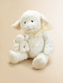 This adorably soft white lamb with matching white ribbon plays Brahm's Lullaby to help baby fall asleep. Lena lamb is the perfect addition to any nursery and makes a great newborn gift!6.5H X 11.5W X 9DPolyesterSurface washRecommended for ages 0 and upImported