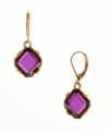 Eclectic style to fit your unique personality. Kenneth Cole New York earrings shine with the addition of violet-colored square glass stones. Set in gold tone mixed metal. Approximate drop: 1 inch.