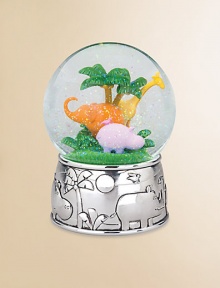 From the Jungle Parade collection, this lovely keepsake is perfect for the little explorer who's fascinated with the wild creatures found in the jungles and rainforests. Featuring a wonderful jungle image of a giraffe, elephant and hippo, all on a silverplate base of animals on parade, this whimsical piece is sure to be treasured for years to come.Elegantly gift boxedSilverplate6.25H X 4.25WImported