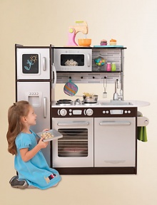 Let them cook up something special with this ultra-modern playset, crafted from sturdy wood for long-lasting play, with an innovative design that's sure to impress your most discerning chef-in-training.