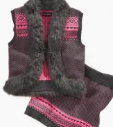 She'll look ready for Aspen in this elevated and sweet vest from Forever and Ever.